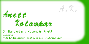 anett kolompar business card